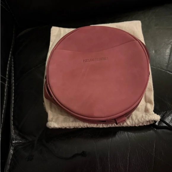 Portland Leather Circular Bag in Deep Rose - Picture 1 of 6
